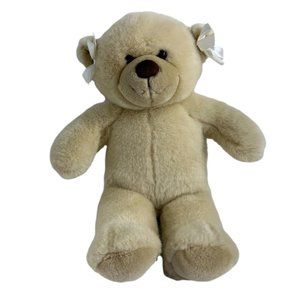 Build a Bear Workshop 16" Plush Stuffed Animal Cream Ivory Ear Bows Teddy Toy